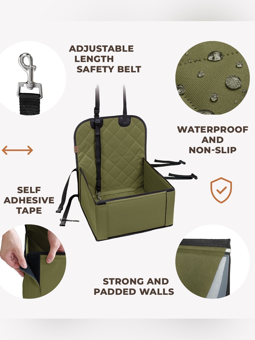 Sturdy Compact Dog Car Seat - 3 straps - eliminate interior dog hair & scratches - Picture 4 of 9